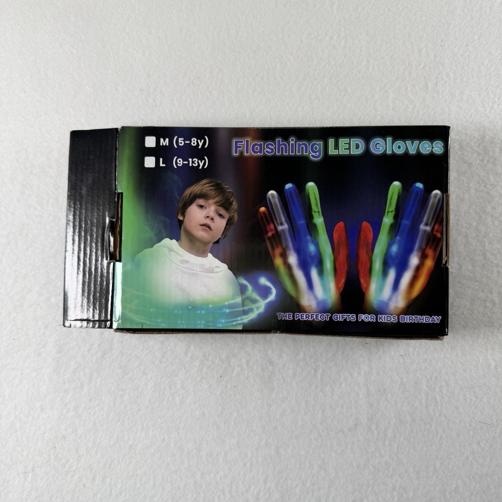 Led Gloves Rave Light, Seven Color Flash, Single Color Flash, Medium - Picture 2 of 2